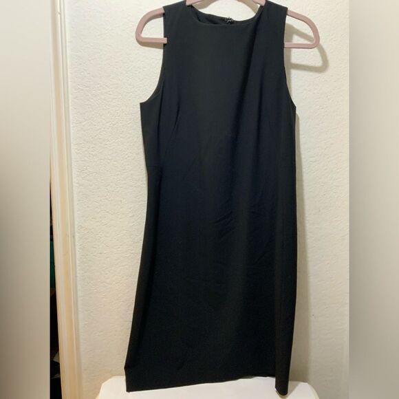 Theory Black Sleeveless Sheath Dress In Sevona Stretch Wool Size 12 - Picture 4 of 9